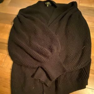 Balloon sleeve black cardigan